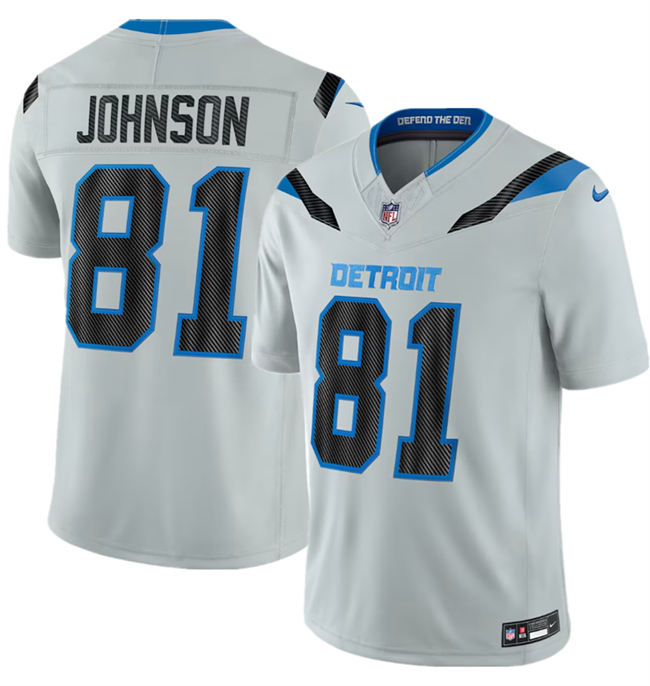 Men's Silver Detroit Lions #81 Calvin Johnson 2026 F.U.S.E. Rivalries Collection Limited Stitched Football Jersey